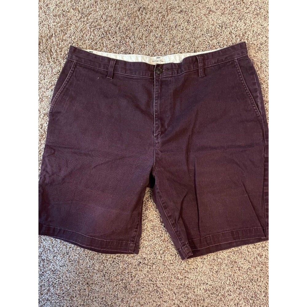 Dockers Men's Burgundy Flat Front Stretch Chino Shorts Size 38 Cotton Casual